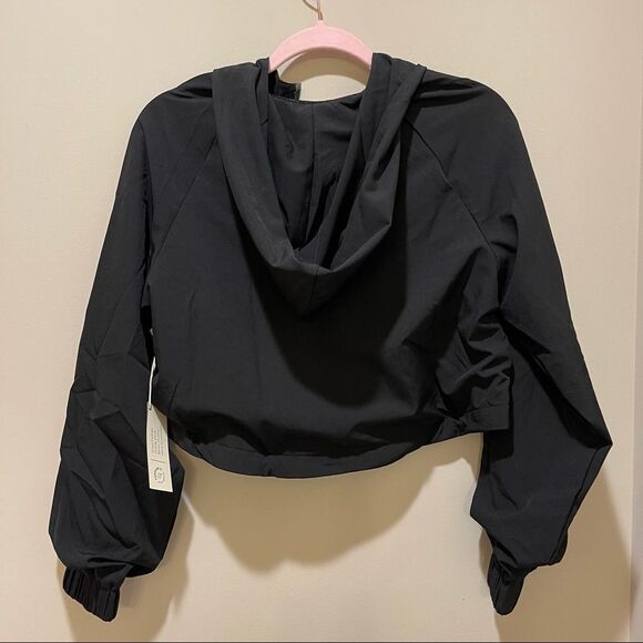 Forever 21 Black Gray Zip Crop Activewear Long Sleeve Hoodie Windbreaker - Picture 4 of 4